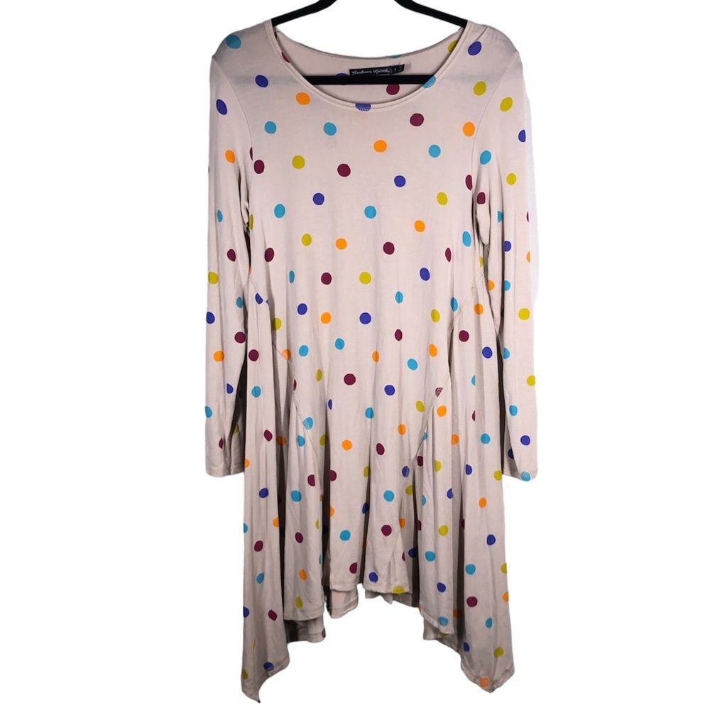 Gudrun Sjoden Dress Long Sleeve Multicolor Polka Dot & Tan Women’s Size Small